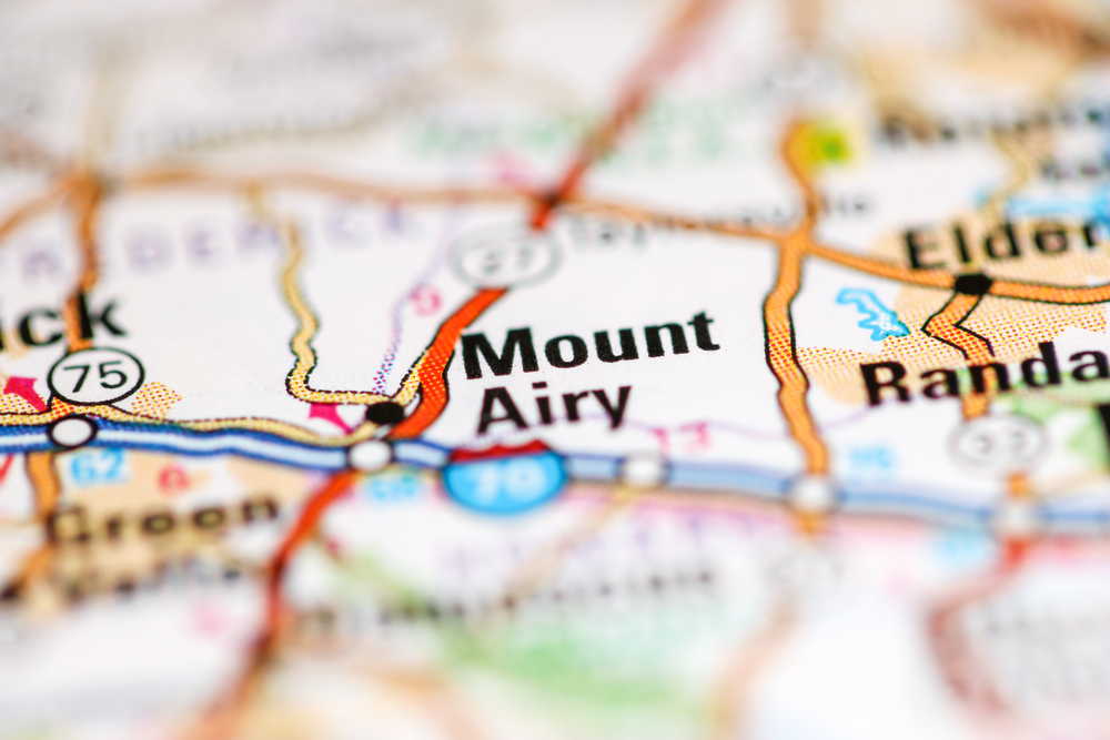 Mount Airy. Maryland. USA on a geography map